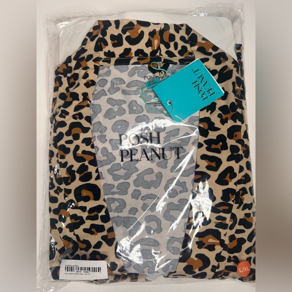 NEW Posh Peanut Women’s Lana Leopard Print Robe Size L/XL. Viscose Bamboo - Picture 8 of 15